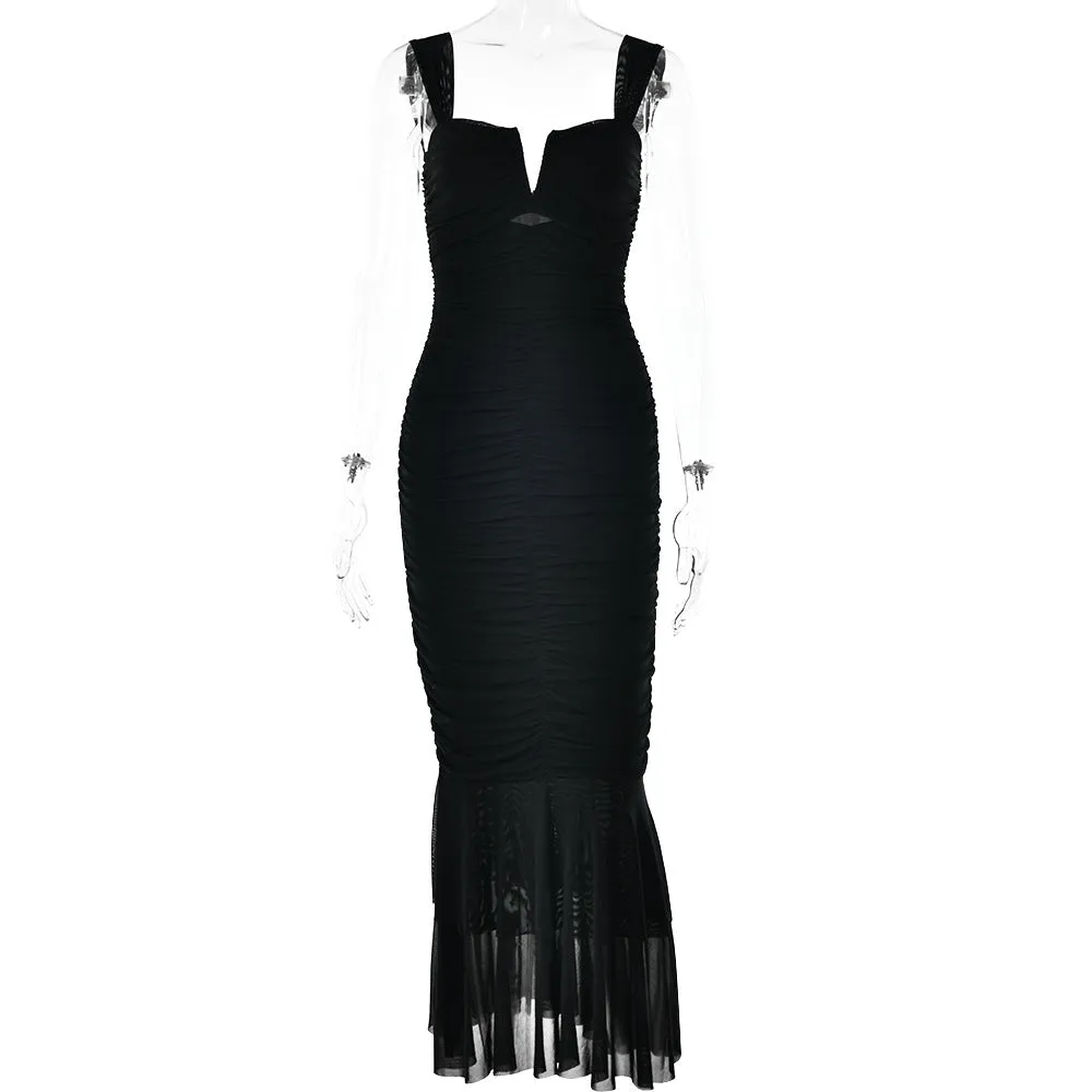 Sizzling Tonight Ruffle Ruched Bodycon Dress | Bodycon Maxi Dress | Ruched Cocktail Mermaid Dress