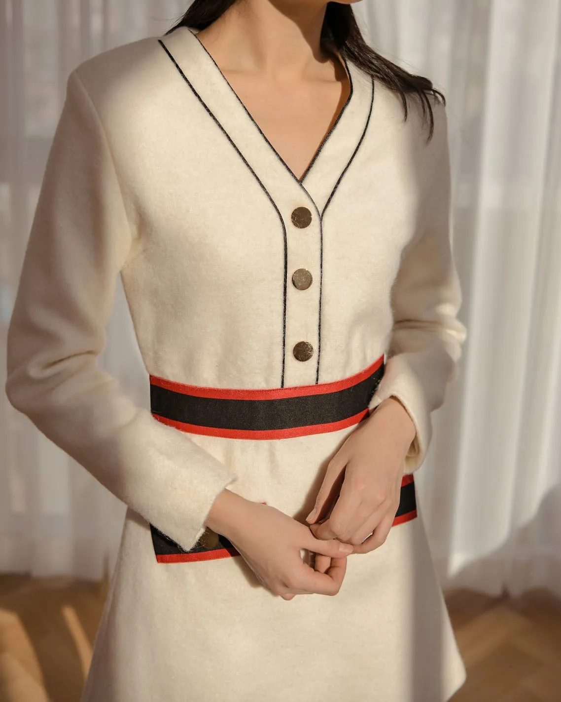 [SPECIAL PRICE] CONTRAST WOOLEN DRESS
