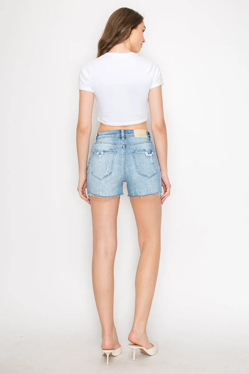 Star Spangled High Rise Stretch Denim Shorts