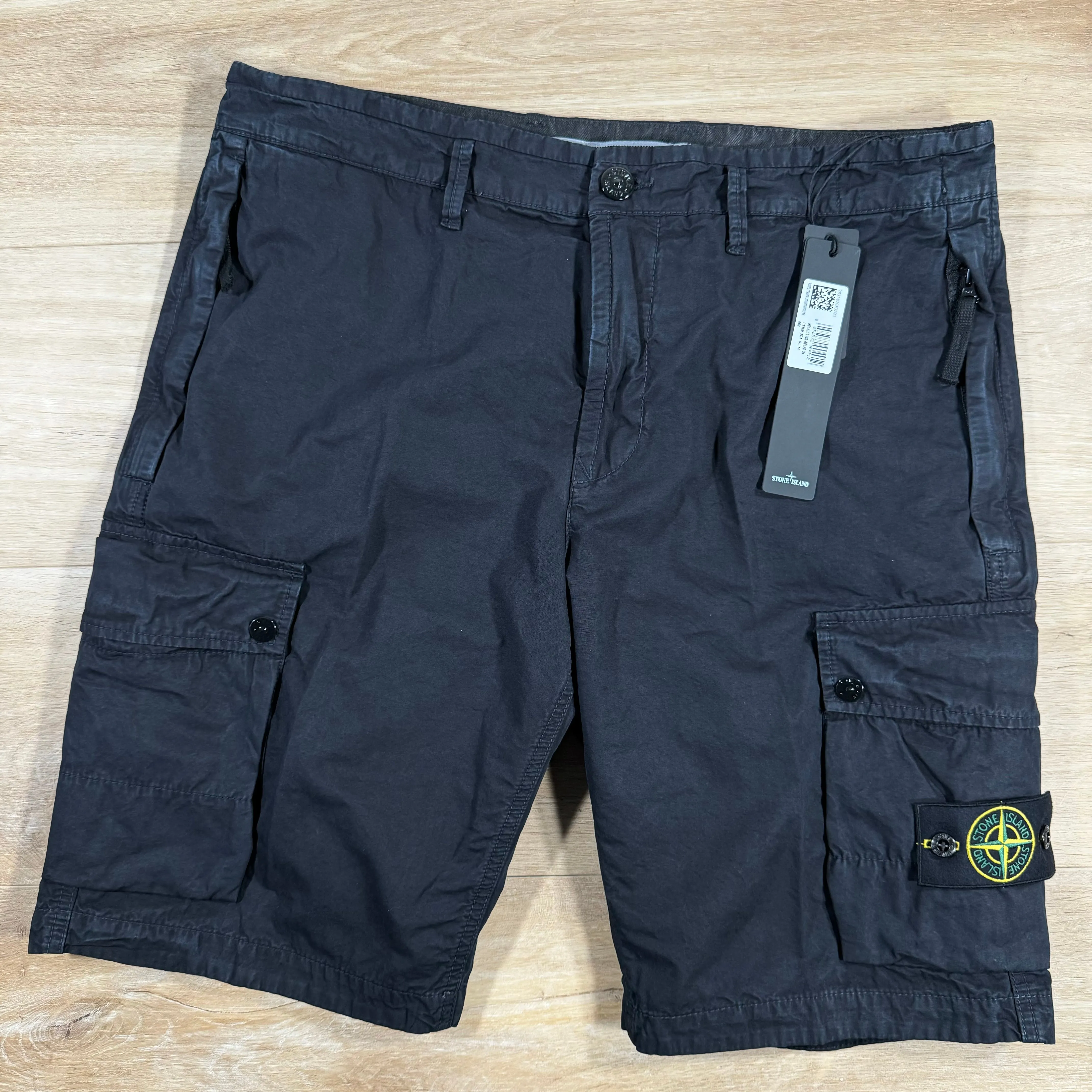 Stone Island Old Treatment Cargo Shorts in Navy