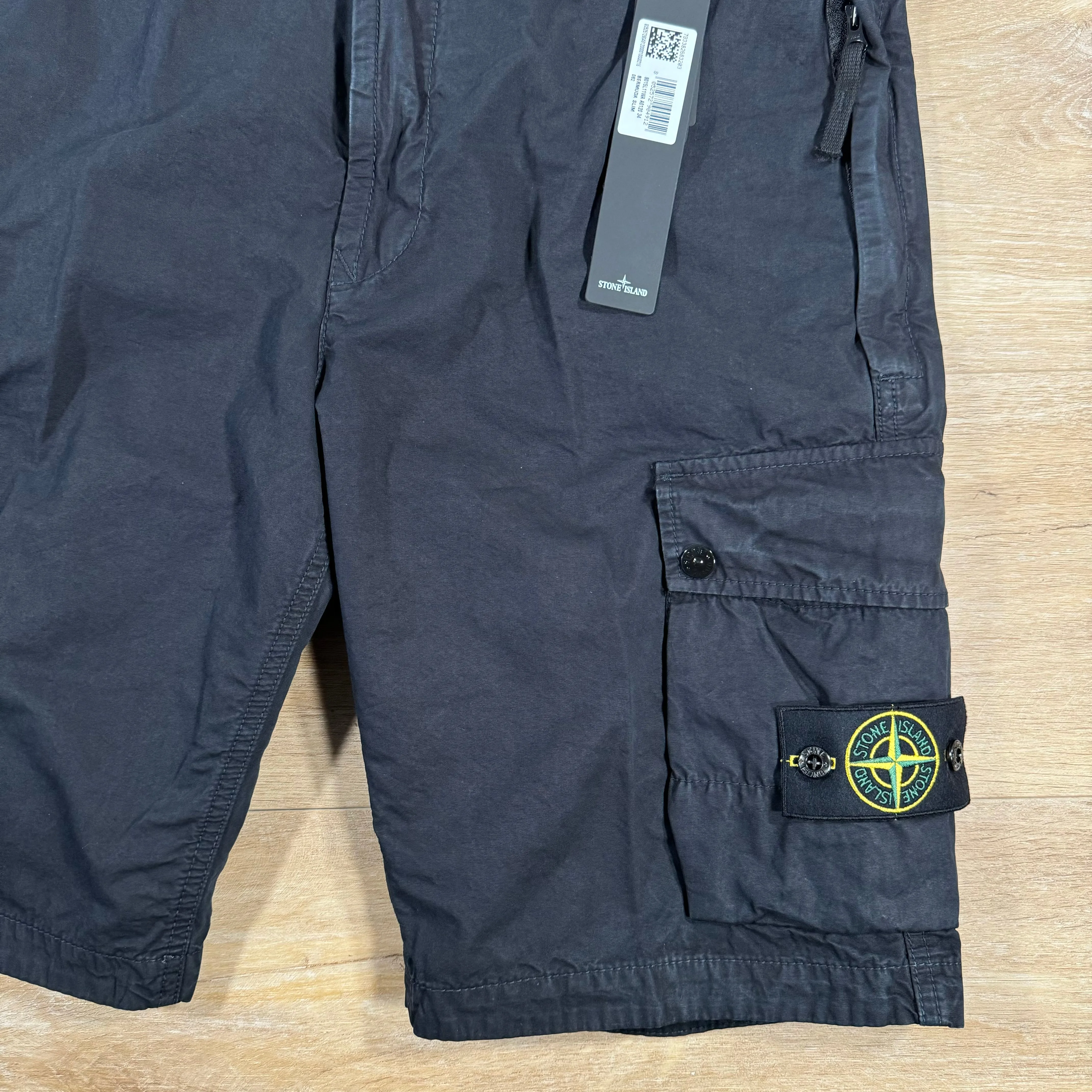 Stone Island Old Treatment Cargo Shorts in Navy