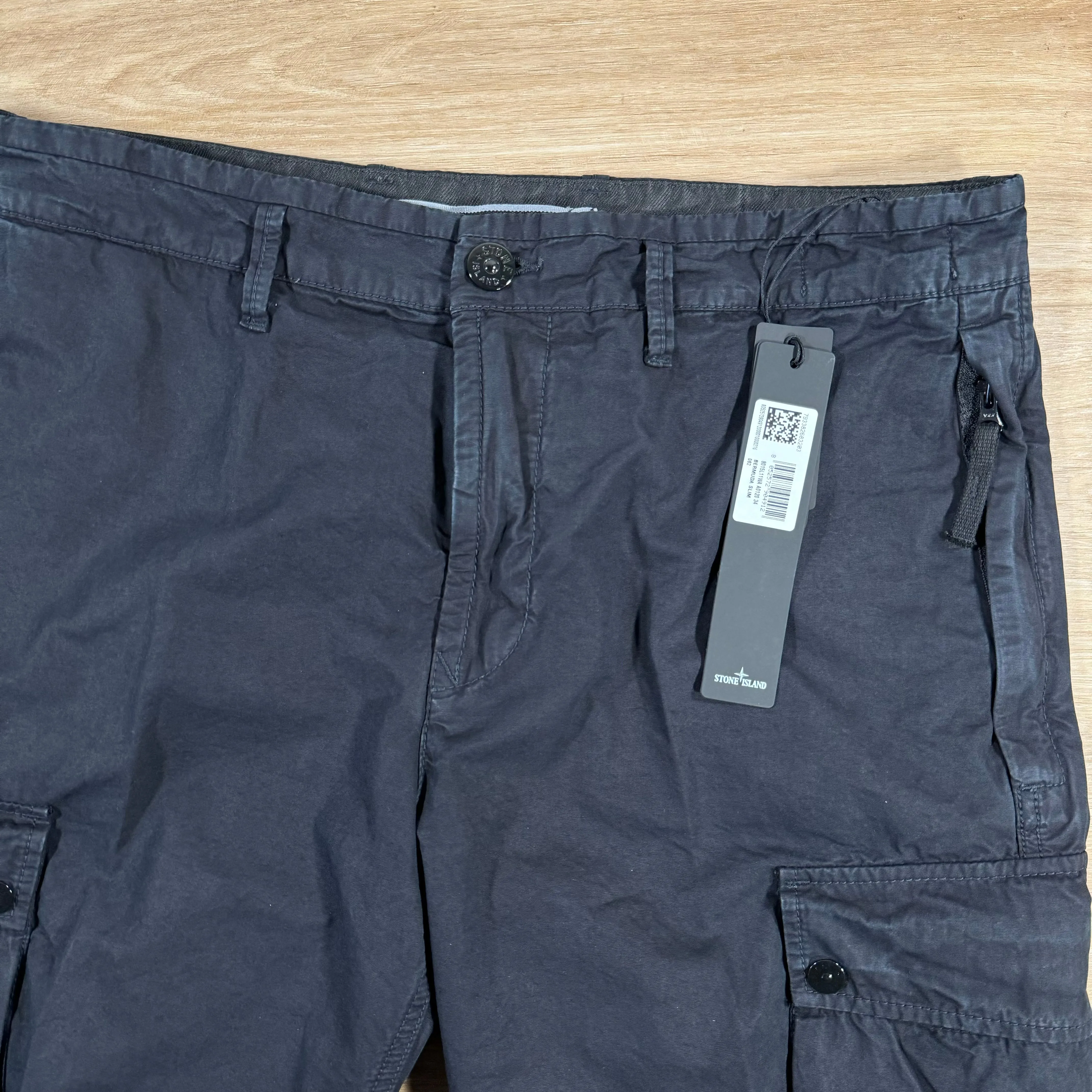 Stone Island Old Treatment Cargo Shorts in Navy