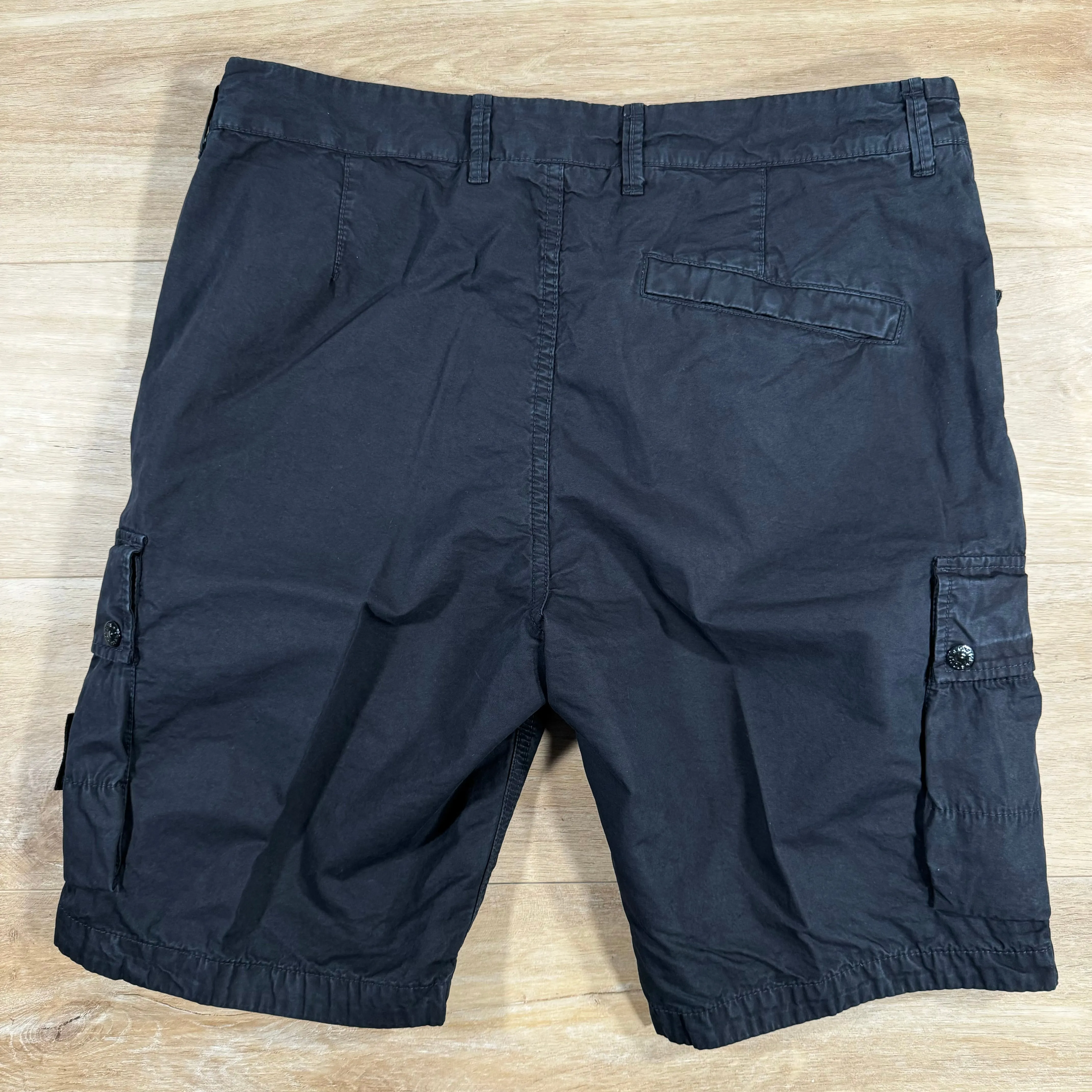 Stone Island Old Treatment Cargo Shorts in Navy