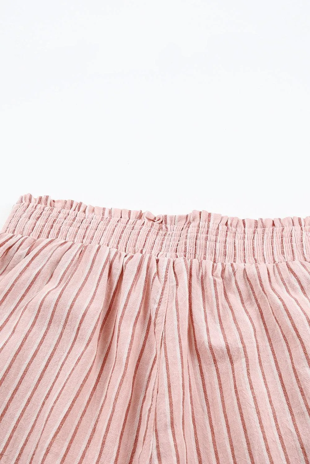 Striped Frayed Hem Paper bag Shorts