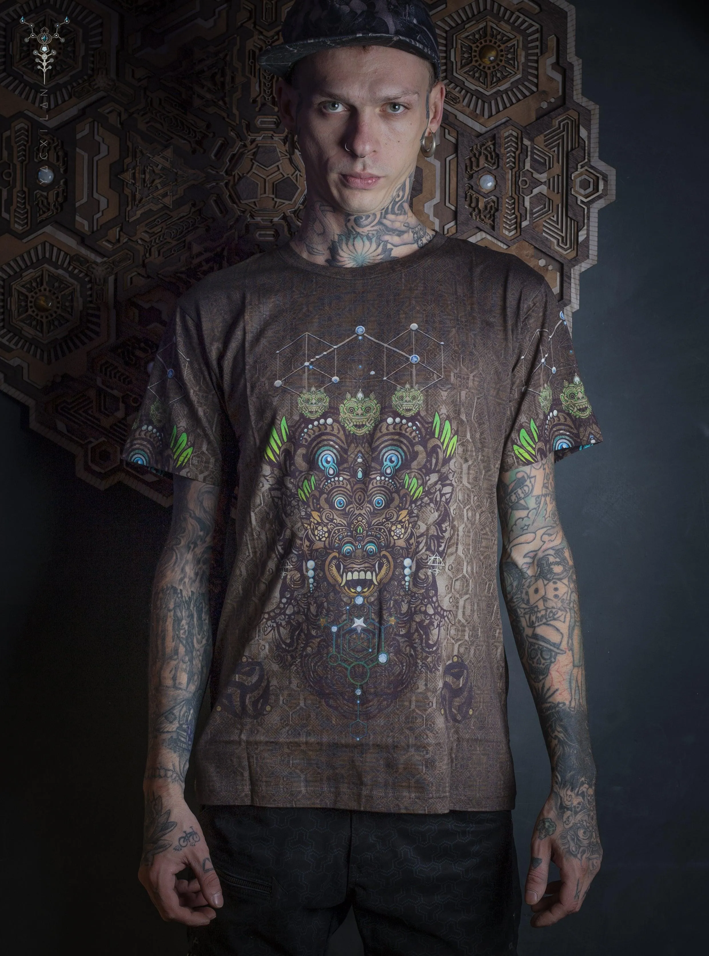 T-Shirt Men / Cotton Bamboo All over Digital Print - BHAIRAV HEX