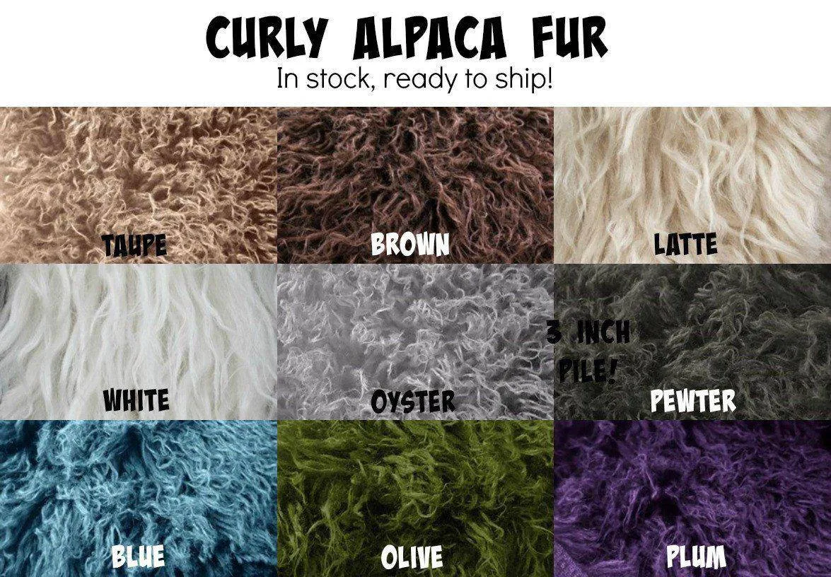 Taupe Curly Alpaca Faux Flokati Fur