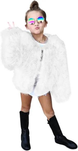 Toddler Kids Girls Faux Fur Jacket Coat Winter Warm Thicken Fluffy Jacket Winter Jackets Furry Coat Outerwear 1-7 Years (White, 6-7 Years)