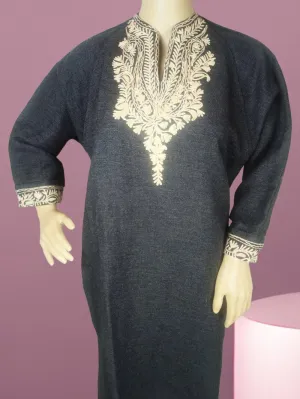 Women Yak Wool Faran | L Dark Grey | V Neck
