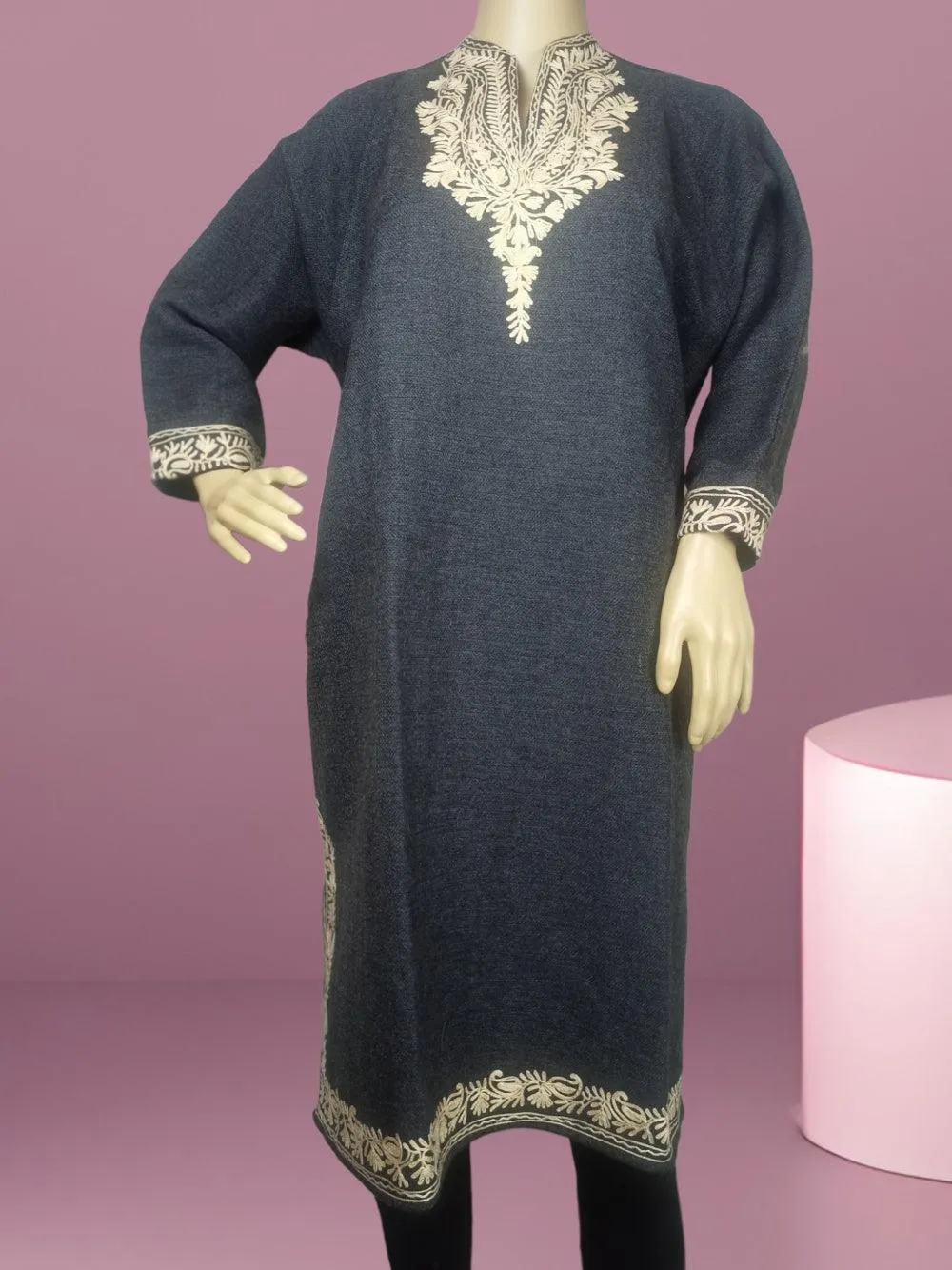 Women Yak Wool Faran | L Dark Grey | V Neck