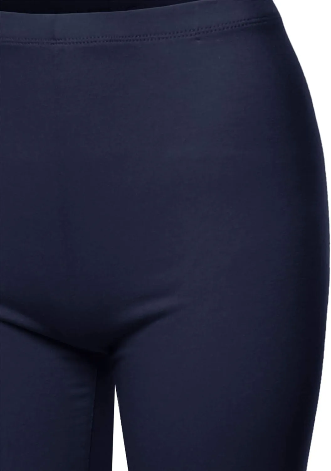 Women's Basic Solid Premium Cotton Mid Thigh High Rise Biker Bermuda Shorts