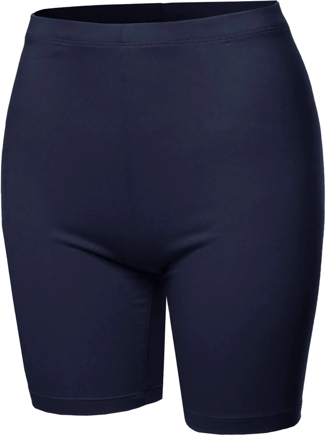 Women's Basic Solid Premium Cotton Mid Thigh High Rise Biker Bermuda Shorts