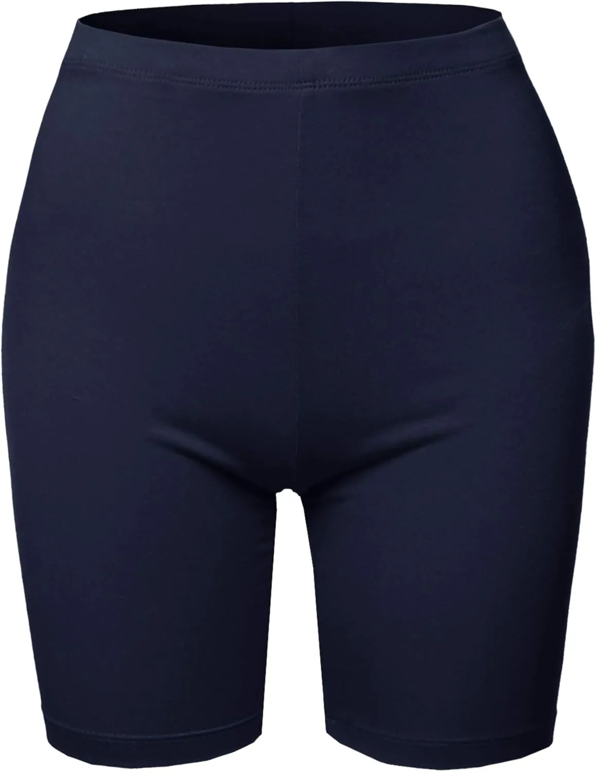 Women's Basic Solid Premium Cotton Mid Thigh High Rise Biker Bermuda Shorts