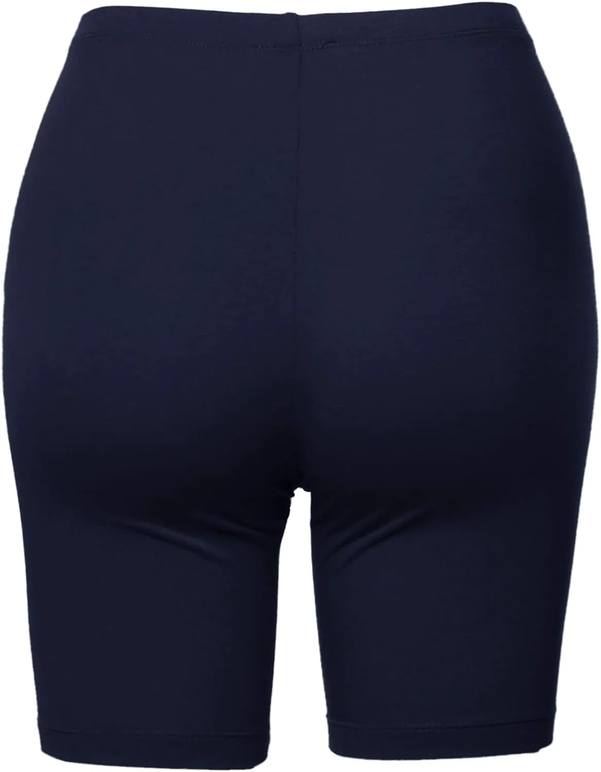 Women's Basic Solid Premium Cotton Mid Thigh High Rise Biker Bermuda Shorts