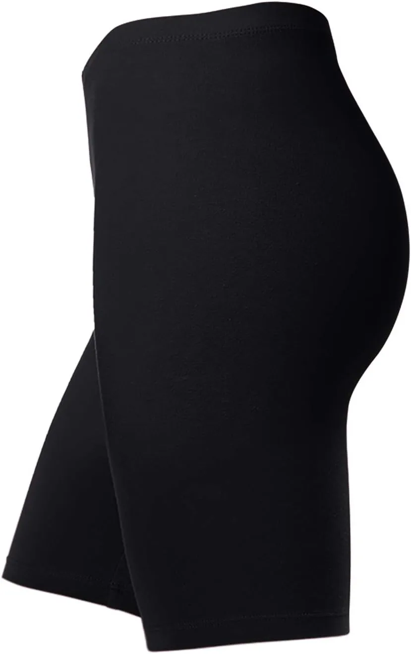 Women's Cotton Bermuda Biker Shorts Mid Thigh High Rise Stretch Jersey