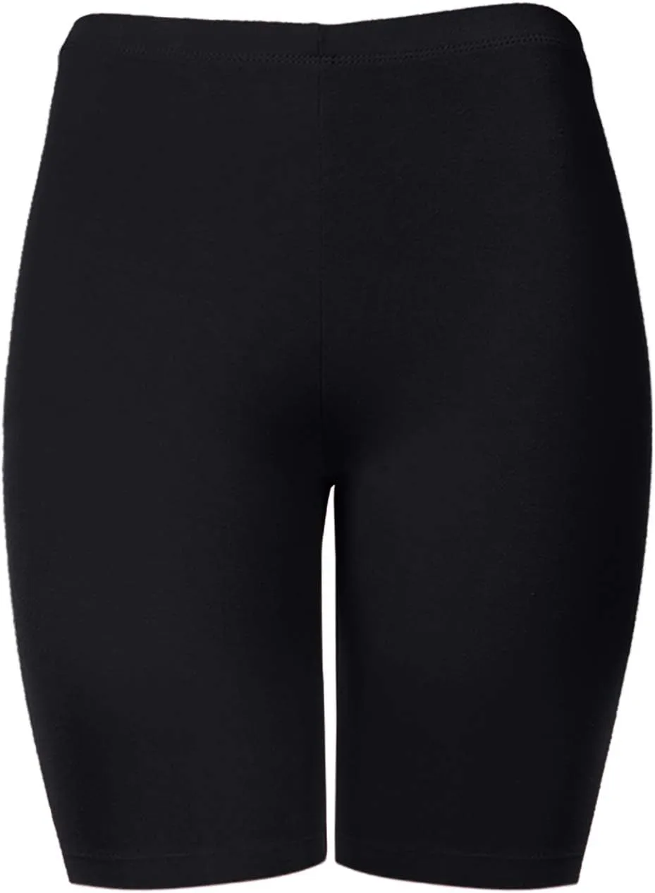 Women's Cotton Bermuda Biker Shorts Mid Thigh High Rise Stretch Jersey