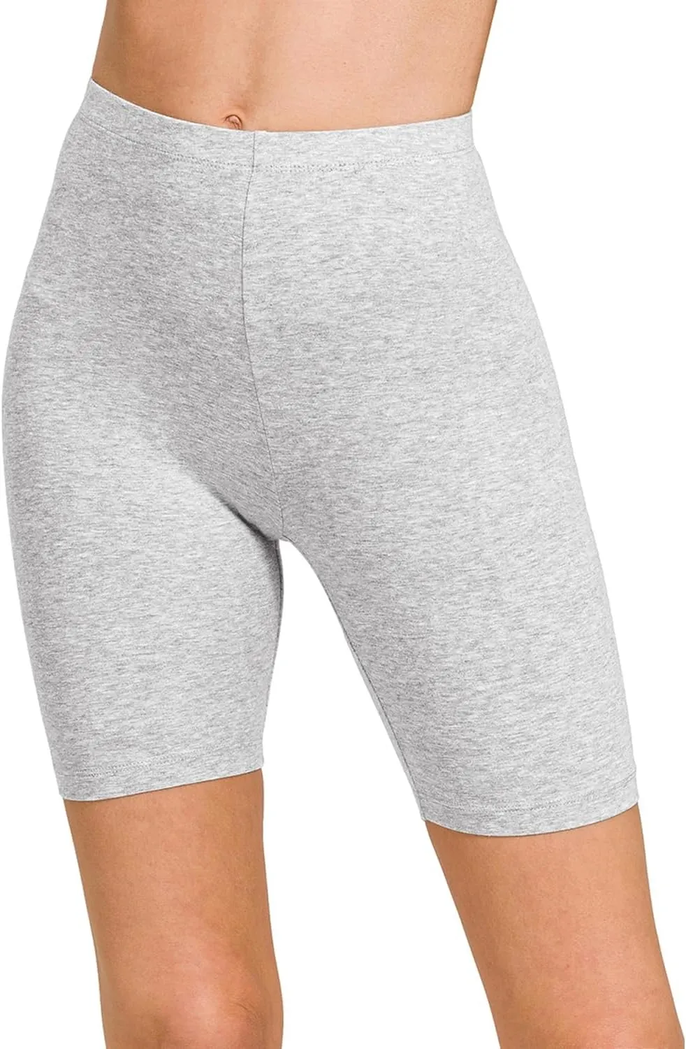 Women's Cotton Bermuda Biker Shorts Mid Thigh High Rise Stretch Jersey