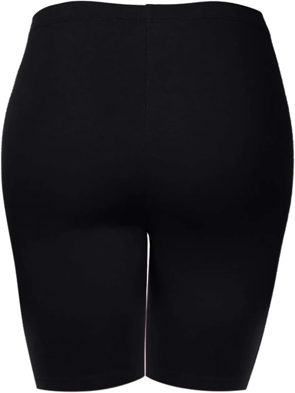 Women's Cotton Bermuda Biker Shorts Mid Thigh High Rise Stretch Jersey