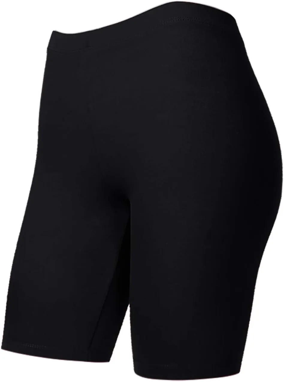 Women's Cotton Bermuda Biker Shorts Mid Thigh High Rise Stretch Jersey