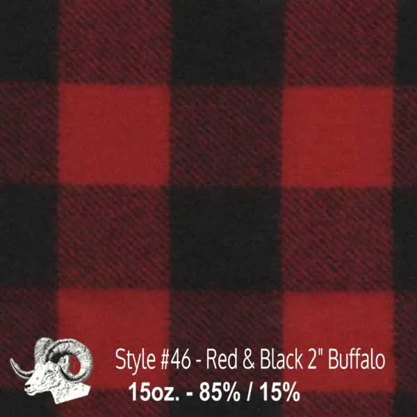 Wool Fabric By The Yard - 46 - Red & Black 2" Buffalo