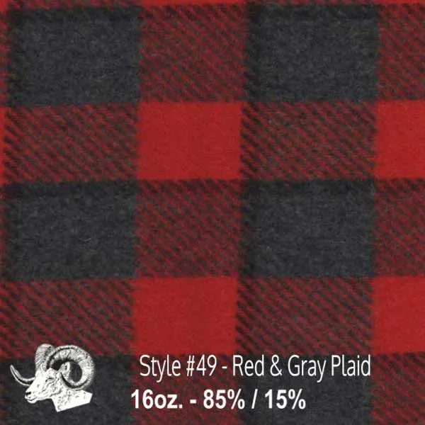 Wool Fabric By The Yard - 49 - Red & Gray Plaid