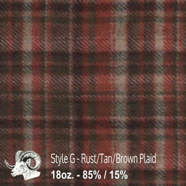 Wool Fabric By The Yard - G - Rust, Tan, & Brown Plaid
