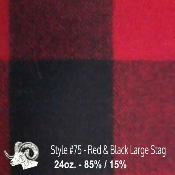 Wool Swatch - 75 - Red & Black Large Stag