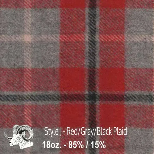Wool Swatch - J - Red, Gray, & Black Plaid